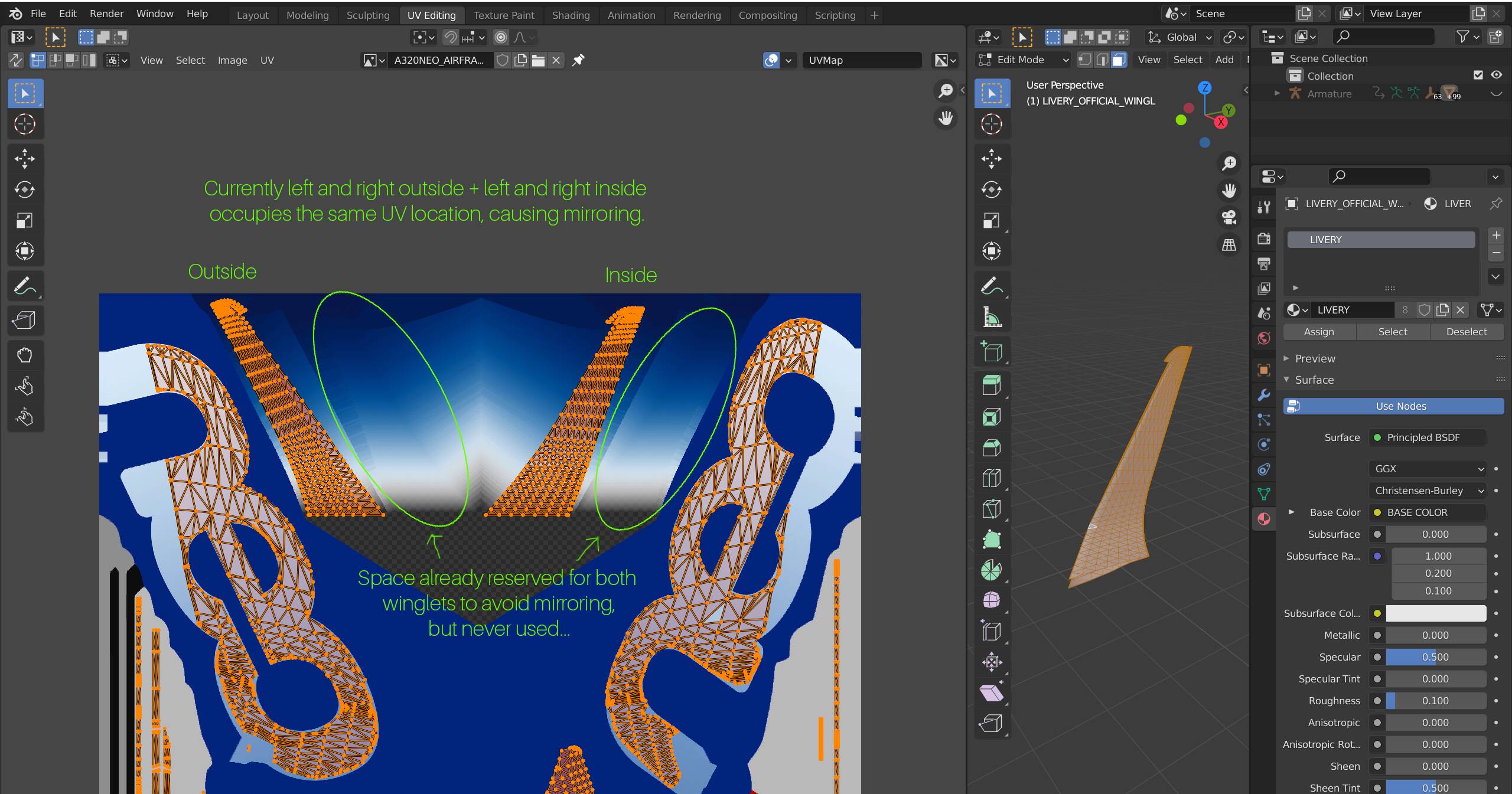 How to add mesh to A320NEO winglet and linking to wing flex movement ...